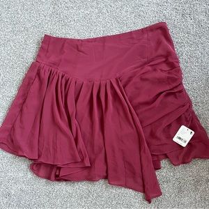 NWT Free People Tattered Romance Skirt Size 8 Color Miss Crimson.